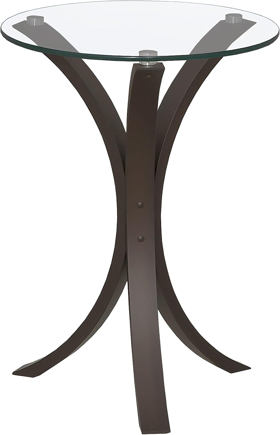Coaster Home Furnishings - Edgar - Glass and Engineered Wood - 16-Inch Round Glass Top Accent Side Table with Wooden Legs - Contemporary Style - Living Room - Cappuccino - 902867
