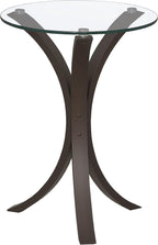 Coaster Home Furnishings - Edgar - Glass and Engineered Wood - 16-Inch Round Glass Top Accent Side Table with Wooden Legs - Contemporary Style - Living Room - Cappuccino - 902867