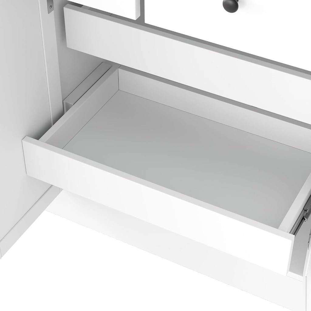 SOFTSEA 75" Tall Kitchen Pantry with 4 Drawers, Kitchen Storage Cabinet with Door Shelves and Pull-Out Trays, Pantry Organizer for Dining Room Office Living Room, White