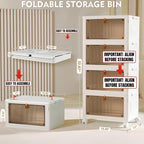 YFXCVSL 4 Tier Plastic Storage Bins with Lid 23QT, Stackable Storage Containers with Wheels, Folding Storage Boxes, Stackable Storage Bins, Organizers and Storage for Living Room,Office,Dorm