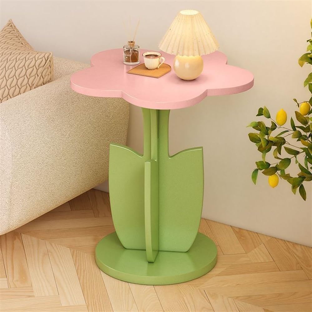Flower Shaped Small Table - Decorative Side Coffee Table, Bedroom & Balcony (Pink)