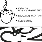 Ferraycle 3 Pieces Coffee Cup Metal Wall Art Wire Coffee Bar Hanging Decor Cafe Themed Vintage Rustic Metal Sign for Kitchen Restaurant Shop Home Office Accessories