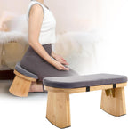 Meditation Bench, Folding Meditation Chair with Cushion, Bamboo Meditation Stool with Anti-Slip Mat, Adjustable Yoga Stool with Curved Bottom Edges, Prayer Bench