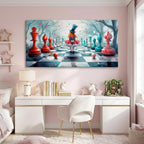 ZESTRILIA Alice in Wonderland Chess Canvas Wall Art, Fantasy Surrealist Whimsical Fairy Tale Decor for Living Room, Girls Bedroom Family Room (40x20 Inches)