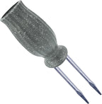2PCS Cemetery Vases for Grave-Durable Plastic Grave Vases Flower Holder with Metal Spikes Bow Decor for Cemetery Headstones, Outdoor Grave Decorations for Memorial Gifts for Loss of Loved One - Grey