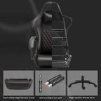 Dowinx Gaming Chair Big and Tall, Ergonomic Game Chair for Adults with Footrest and Massage Lumbar Support, High Back Computer Gamer Chair PU Leather, 350Lbs, for Office, Home, Black
