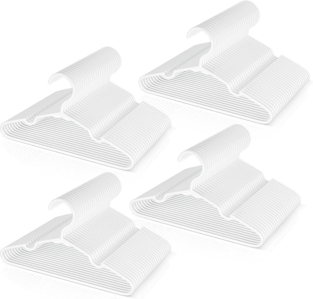 VTRIN Baby Hangers 100-Pack,Plastic Infant and Toddler Hangers for Clothes, Non-Slip Kids Clothes Hangers for Shirts, Dresses, Pajamas and Heavy Coats, White