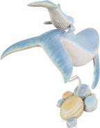 Deco 79 Polystone Whale Decorative Sculpture Swimming Mother and Baby Home Decor Statue with Yellow Accents, Accent Figurine 18" x 6" x 17", Blue