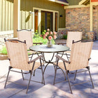 2-Pack Modern Folding Sling Back Deck Chairs in Beige Textile Fabric with Steel Frame & Plastic Feet, 20x24x38in, UV-Resistant for Outdoor Use