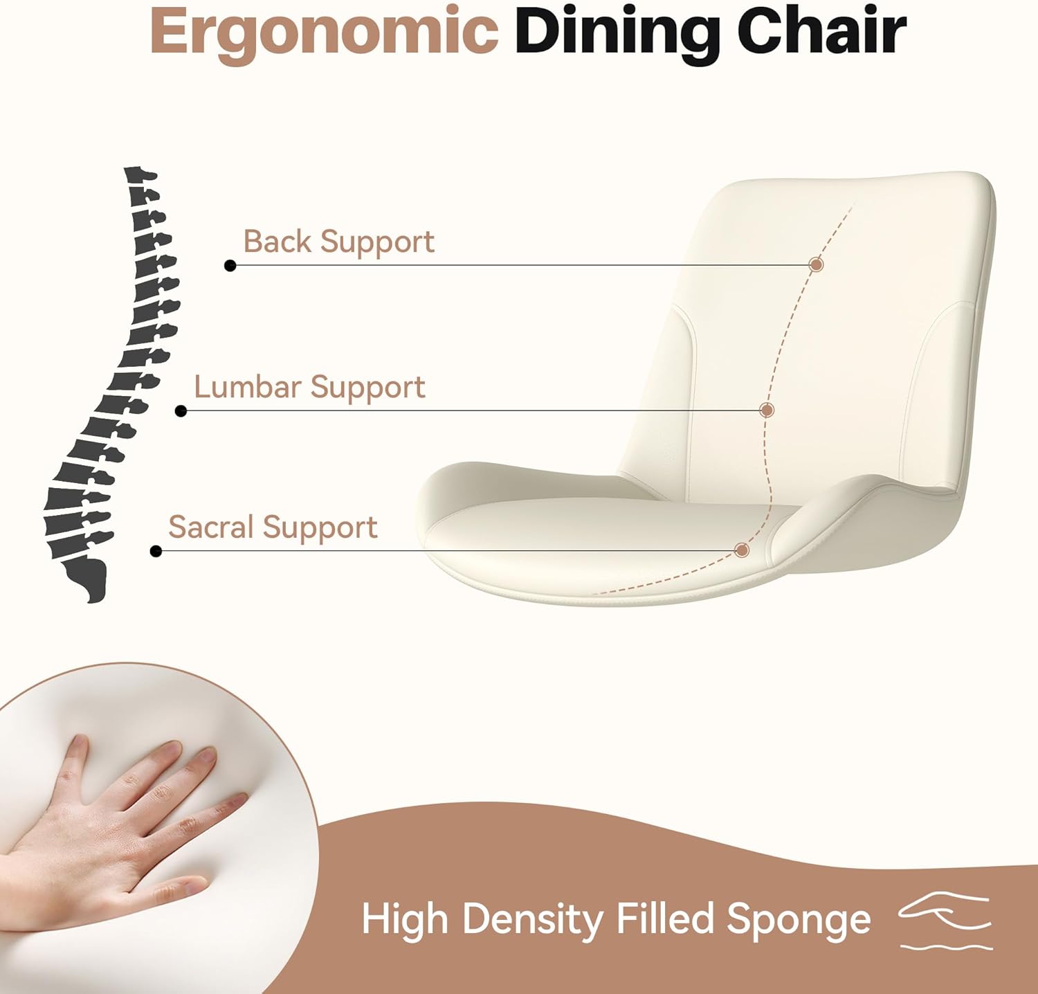 Miereirl Dining Chairs Set of 8, Modern Upholstered Dining Chairs, Kitchen Chairs with Cushioned Seat and Back, Armless Side Chairs with Metal Legs for Dining Room Kitchen