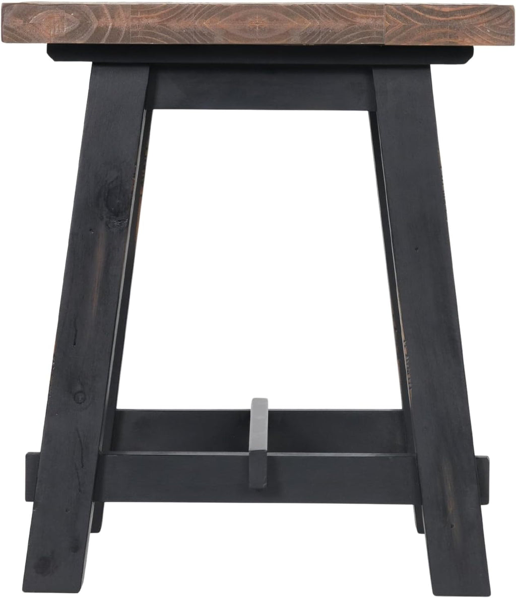 Adam Rustic Industrial Side Table – 21” Solid Wood Square End Table with Natural Wood Top & Distressed Black Frame – Easy Assembly for Living Room or Apartment by Alaterre Furniture