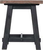 Adam Rustic Industrial Side Table – 21” Solid Wood Square End Table with Natural Wood Top & Distressed Black Frame – Easy Assembly for Living Room or Apartment by Alaterre Furniture