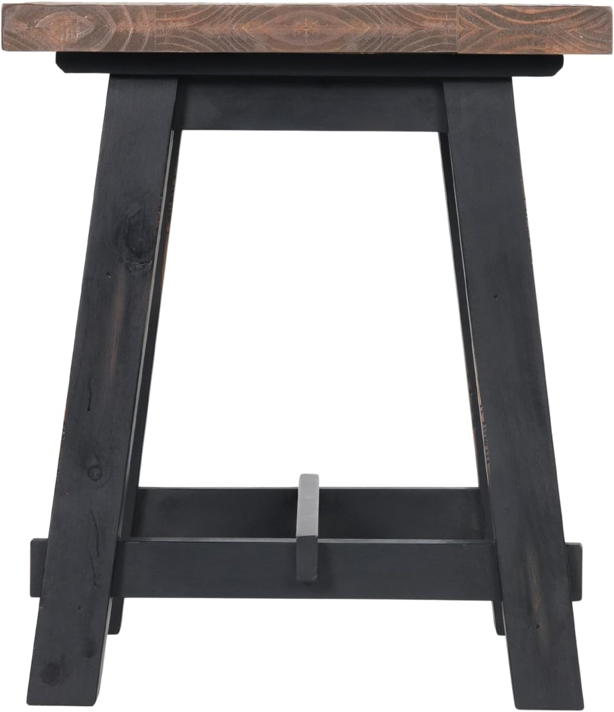 Adam Rustic Industrial Side Table – 21” Solid Wood Square End Table with Natural Wood Top & Distressed Black Frame – Easy Assembly for Living Room or Apartment by Alaterre Furniture