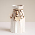 DomeStar White Ceramic Vase, 6.3" Tall Small Flower Vase for Pampas Grass, Home, Living Room, Dining Table, Farmhouse, Office Decor, Bedroom, Table, Kitchen Shelf, Minimalist Modern Home Decoration