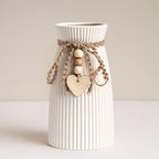 DomeStar White Ceramic Vase, 6.3" Tall Small Flower Vase for Pampas Grass, Home, Living Room, Dining Table, Farmhouse, Office Decor, Bedroom, Table, Kitchen Shelf, Minimalist Modern Home Decoration