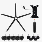 Frassie Heavy Duty Gaming Office Chair Metal Base Set Replace Part with Bottom Plate Stand Cylinder, 5 Wheels Bell Glides Replacement (Black)