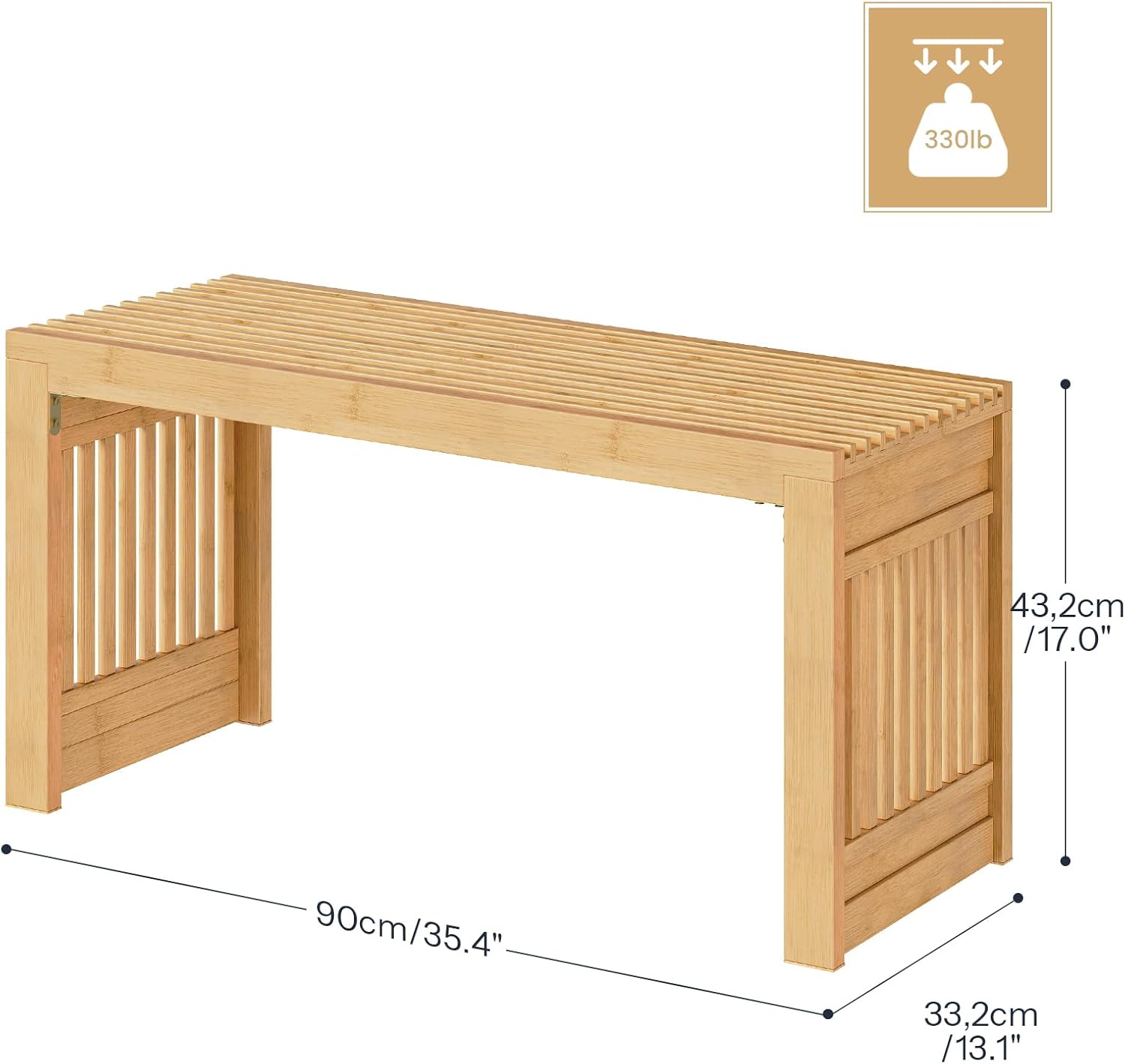HOOBRO Bamboo Dining Bench, 35 inch Farmhouse Kitchen Table Bench, Solid Bamboo Dining Room Bench for Kitchen, Living Room, Hallway, Bedroom, Natural YL16CD01