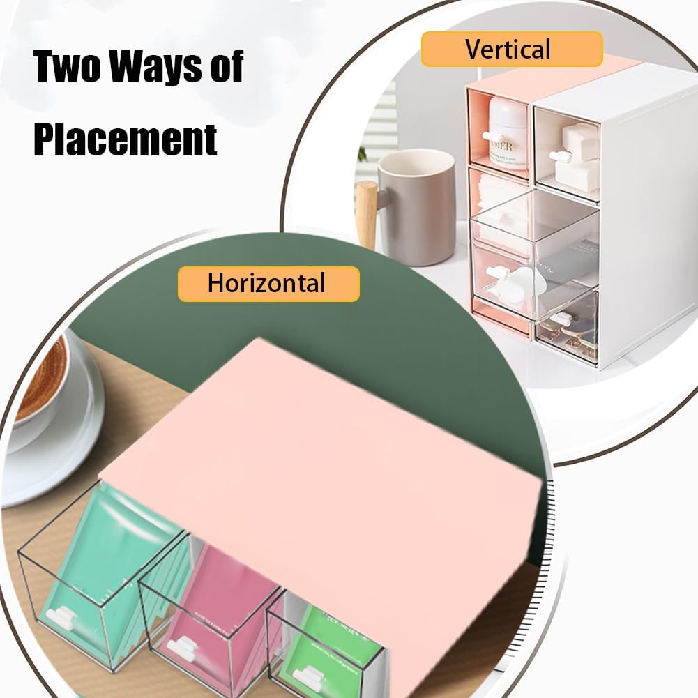 Plastic Clear Tea Box, Tea Bag Organizer with 3 Drawers for Sugar Sachets | Stackable Storage Drawers, Makeup Organizer, Stackable Tea Bag Storage for Coffee, Cosmetic, Jewelry, Bathroom Organization