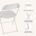DUMOS Folding Chairs Sets of 4, Portable Chairs, Home Office | 330lbs Stackable Fold Up for Indoor Outdoor Patio Camping Party Garden Wedding, White