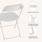DUMOS Folding Chairs Sets of 6, 330lbs Capacity Plastic Stackable Home Office Chair, Portable Fold Up for Indoor Outdoor, Patio, Camping, Garden, Party, White