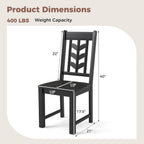 Giantex Wooden Dining Chairs Set of 4, Kitchen Chairs w/Rubber Wood Frame & Leaf-Shaped High Back, Max Load 400 LBS, Farmhouse Armless Dinette Side Chairs for Living Dining Room Restaurant, Black