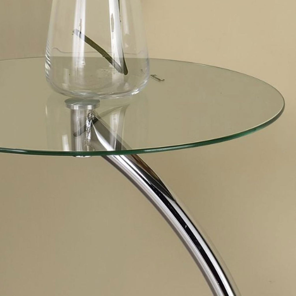 Kings Brand Furniture Leighton Round Glass End Table – Modern Metal Accent Side Table with Tempered Glass Top, Small Coffee Table for Living Room, Bedroom Nightstand or Office (Chrome)