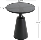 Christopher Knight Home Geary 20" Modern Round Side Table, Living Room End Table with Iron Frame and Tempered Glass Top, Contemporary Indoor Accent Table for Bedroom Office, Metal Coffee Table, Black
