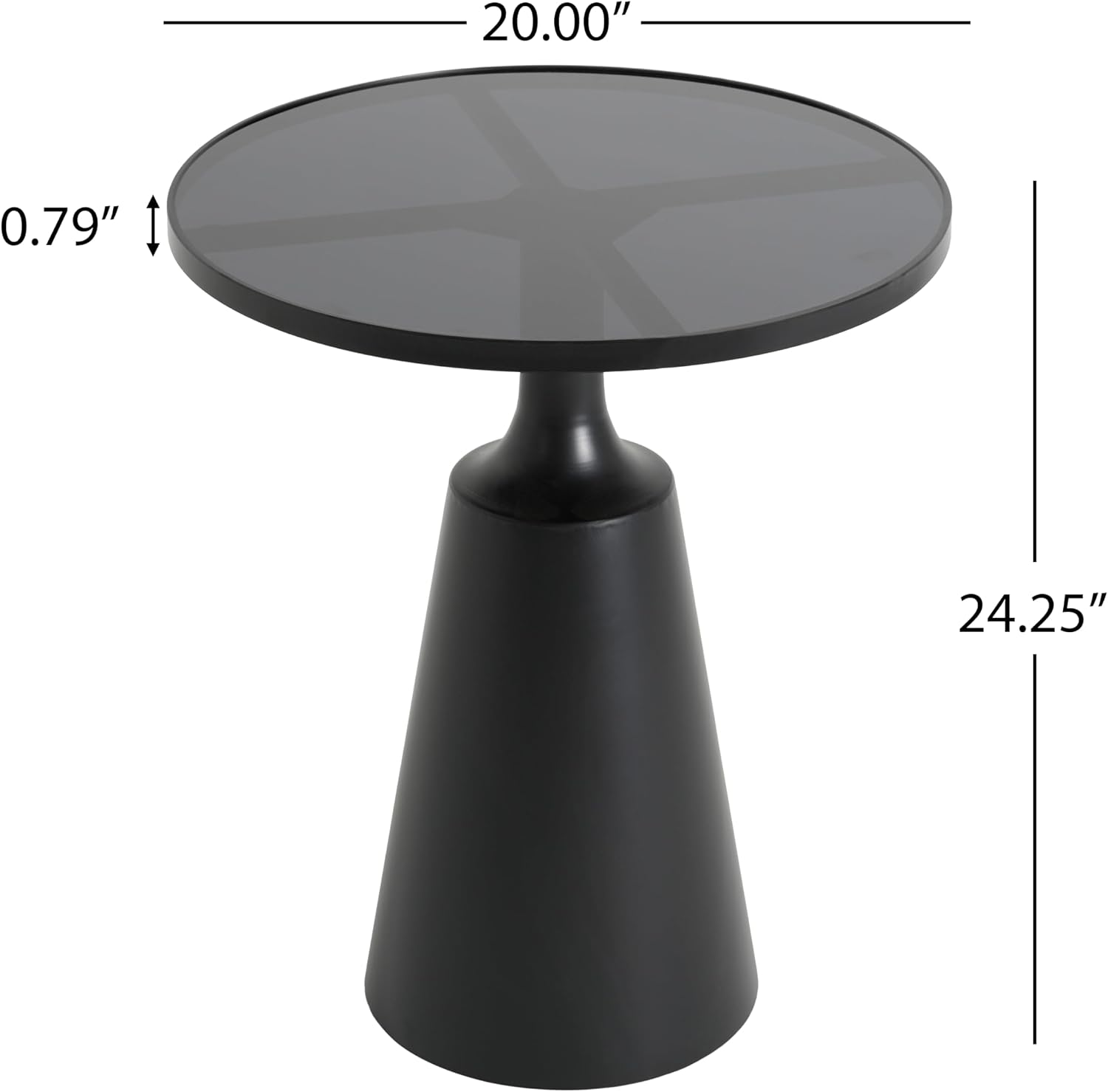 Christopher Knight Home Geary 20" Modern Round Side Table, Living Room End Table with Iron Frame and Tempered Glass Top, Contemporary Indoor Accent Table for Bedroom Office, Metal Coffee Table, Black