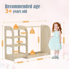 Kids Dress Up Storage with Mirror, Wooden Kids Dress Up Rack for Little Girls and Boys, Kid Wardrobe Closet with Storage Shelf