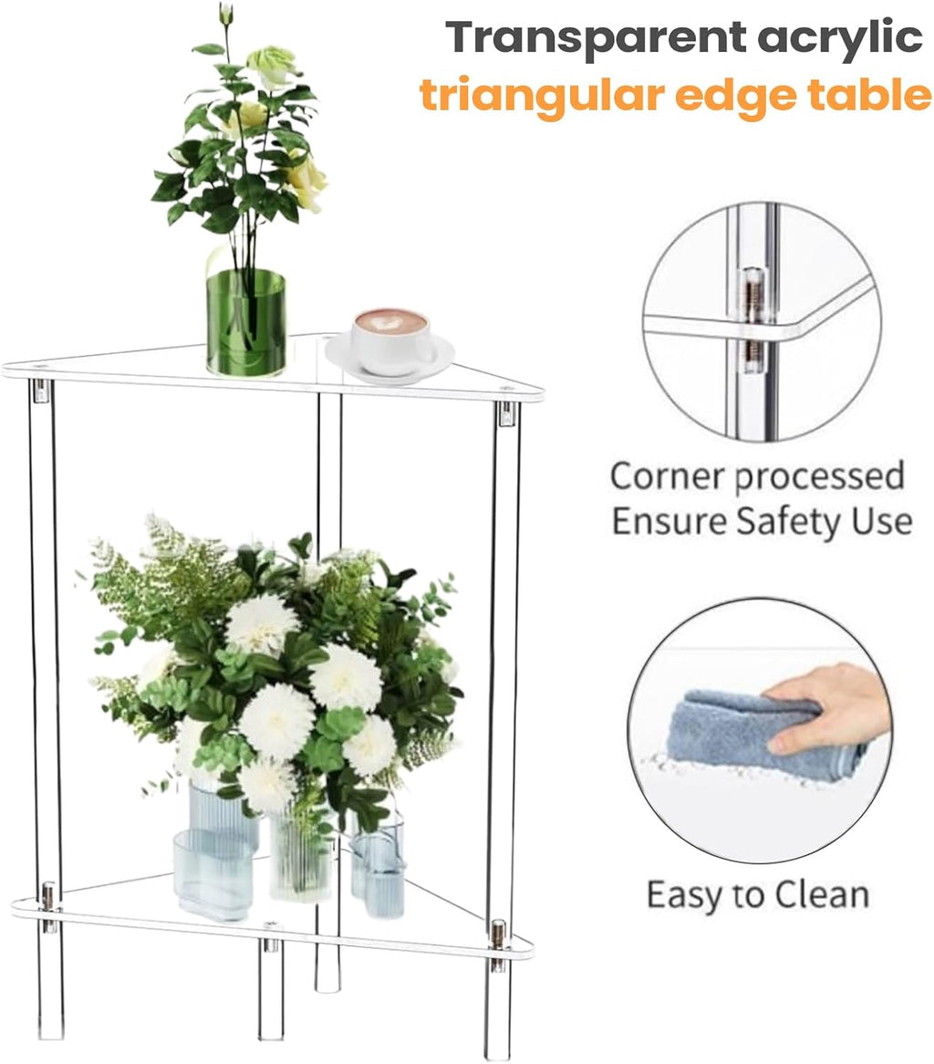 Nightstand Table - Acrylic Transparent Decorative Storage Desk | End Table for Living Room - for Apartment Businesses Rental Bathroom Lobby Bedrooms Living Rooms Dormitory Hotel Restaurant
