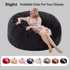 Magic in House 3FT Bean Bag Chair - BeanBag Chairs with Filler, Large Round Fluffy Sofa for Adults, Removable Machine-Washable Flannel Cover, for Living Room & Bedroom - Black(35"x35"x25")