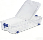 66 Quart Wheeled Latch Box, Wheeled Underbed Storage Bins with Lids, Clear Plastic Organization Containers, Storage Box for Bedroom, Closet, Garage and Everyday Home Storage