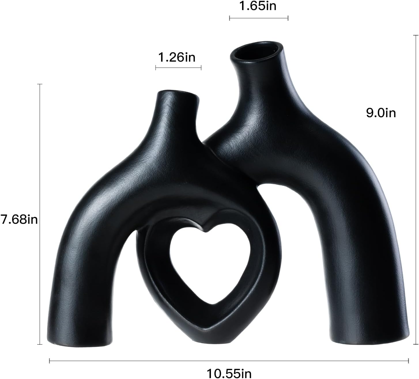 Lvases Hug Snuggle Hollow Donut Ceramic Vases, 9 Inch Modern Nordic Minimalist Decorative Vase for Home Decor Table Centerpiece Bookshelf Office Entryway Aesthetic Decoration (Matte Black)