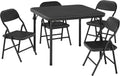 5 Piece Set Folding Card Table and Chairs, Portable Foldable Table with 2 PU Padded Chairs, Lightweight Dining Set for Indoor Outdoor, Camping, Parties, RV