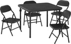 5 Piece Set Folding Card Table and Chairs, Portable Foldable Table with 2 PU Padded Chairs, Lightweight Dining Set for Indoor Outdoor, Camping, Parties, RV