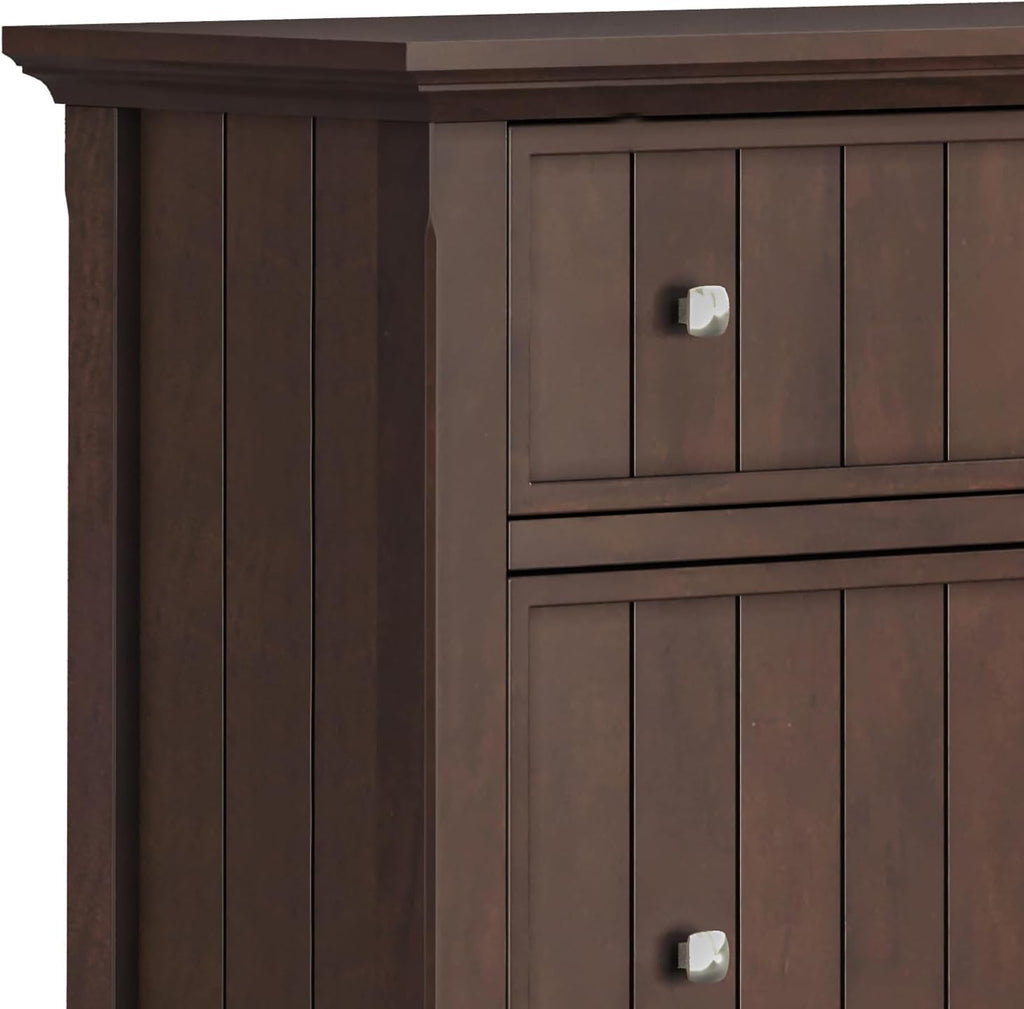 SIMPLIHOME Acadian Solid Wood 36 inch Wide Small Storage Bench and 31.5 inch Wide Shoe Storage Cabinet in Brunette Brown for the Living Room, Entryway, and Family Room, Transitional Style