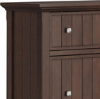 SIMPLIHOME Acadian Solid Wood 36 inch Wide Small Storage Bench and 31.5 inch Wide Shoe Storage Cabinet in Brunette Brown for the Living Room, Entryway, and Family Room, Transitional Style