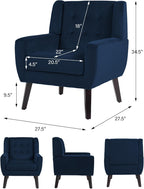 Mid-Century Modern Velvet Accent Chair, Royal Blue, Set of 1 | High Resilience Sponge Cushion | Soft Velvet Upholstery | Solid Wood Frame | For Living Room Bedroom, & Small Spaces