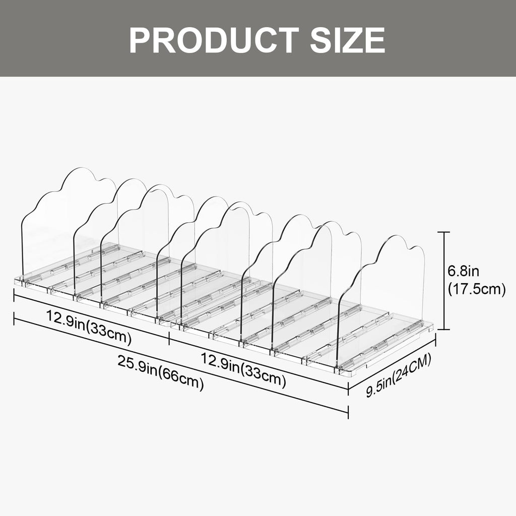 ANTOWIN 2 Pack Clear Adjustable Purse Organizers for Closet, Shelf Divider, Handbag Separators Storage Organizer for Bedroom, Office, Easy to Install and Clean