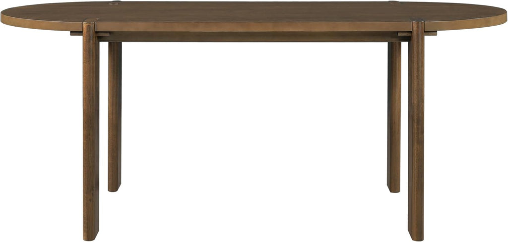 Christopher Knight Home Gernang Modern Minimalist Wooden Indoor Dining Table, Oval Top Dining Room Table for 6, Rubberwood Kitchen Table, for Family Gatherings/Restaurant, Walnut