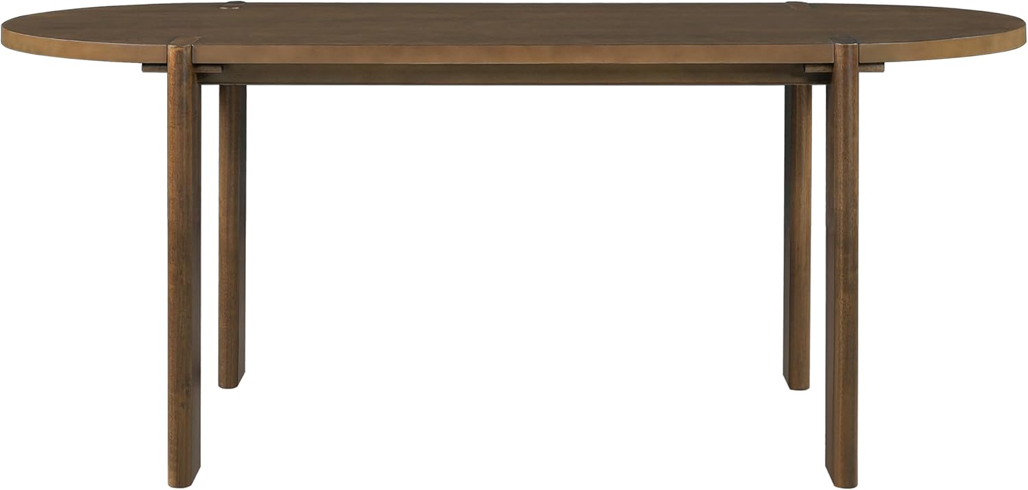 Christopher Knight Home Gernang Modern Minimalist Wooden Indoor Dining Table, Oval Top Dining Room Table for 6, Rubberwood Kitchen Table, for Family Gatherings/Restaurant, Walnut
