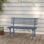 Outdoor Garden Bench, 2-Seater Metal Patio Seat with Vintage Design, Heavy-Duty Powder-Coated Steel Bench for Backyard, Balcony, Park, Grey