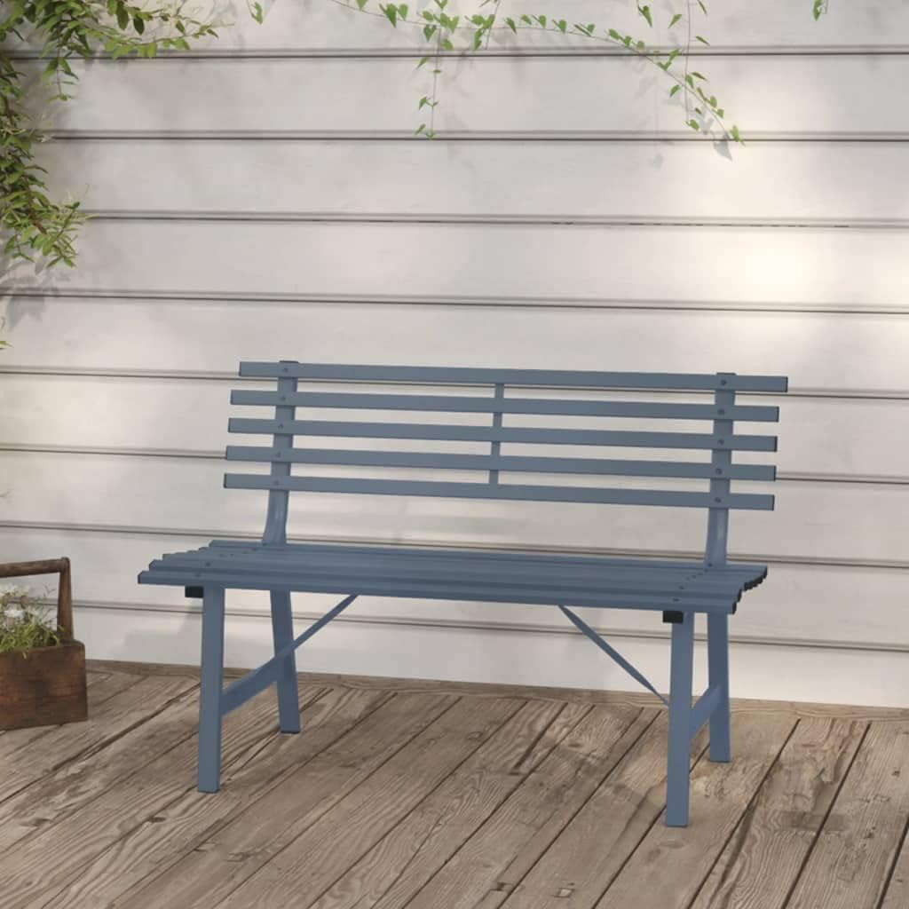 Outdoor Garden Bench, 2-Seater Metal Patio Seat with Vintage Design, Heavy-Duty Powder-Coated Steel Bench for Backyard, Balcony, Park, Grey