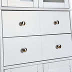 67in H Kitchen Pantry Cabinet with Glass Doors and Drawers, Kitchen Hutch Cabinet Storage Cabinet Large Food Cupboard Storage Cabinet Sideboard for Snacks, Spices & Wine, White