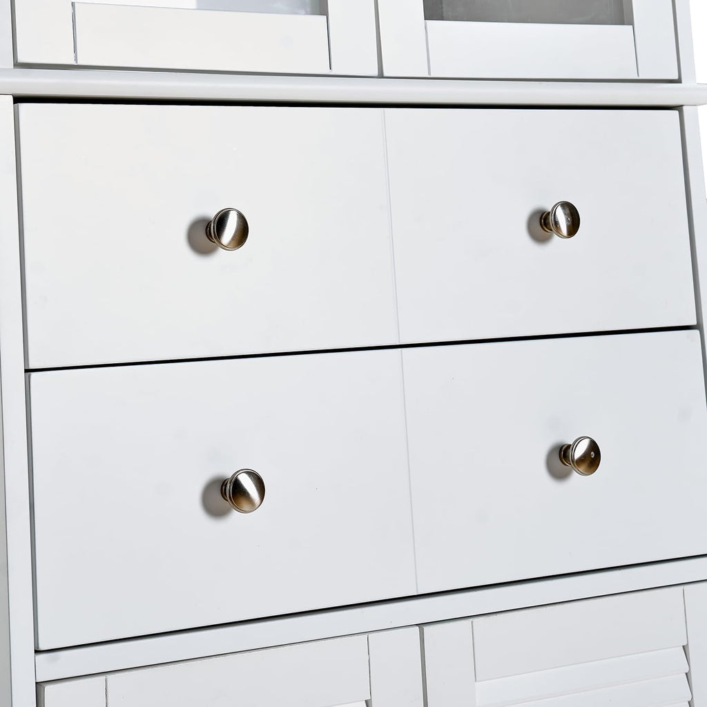 23.6" D*11.8" W*66.9" H Freestanding Kitchen Pantry with 4 Dawers, 2 Shelves, Top French Door & Lower Double Door, Rectangular Storage Cabinet, for Living Room, Dining Room, White