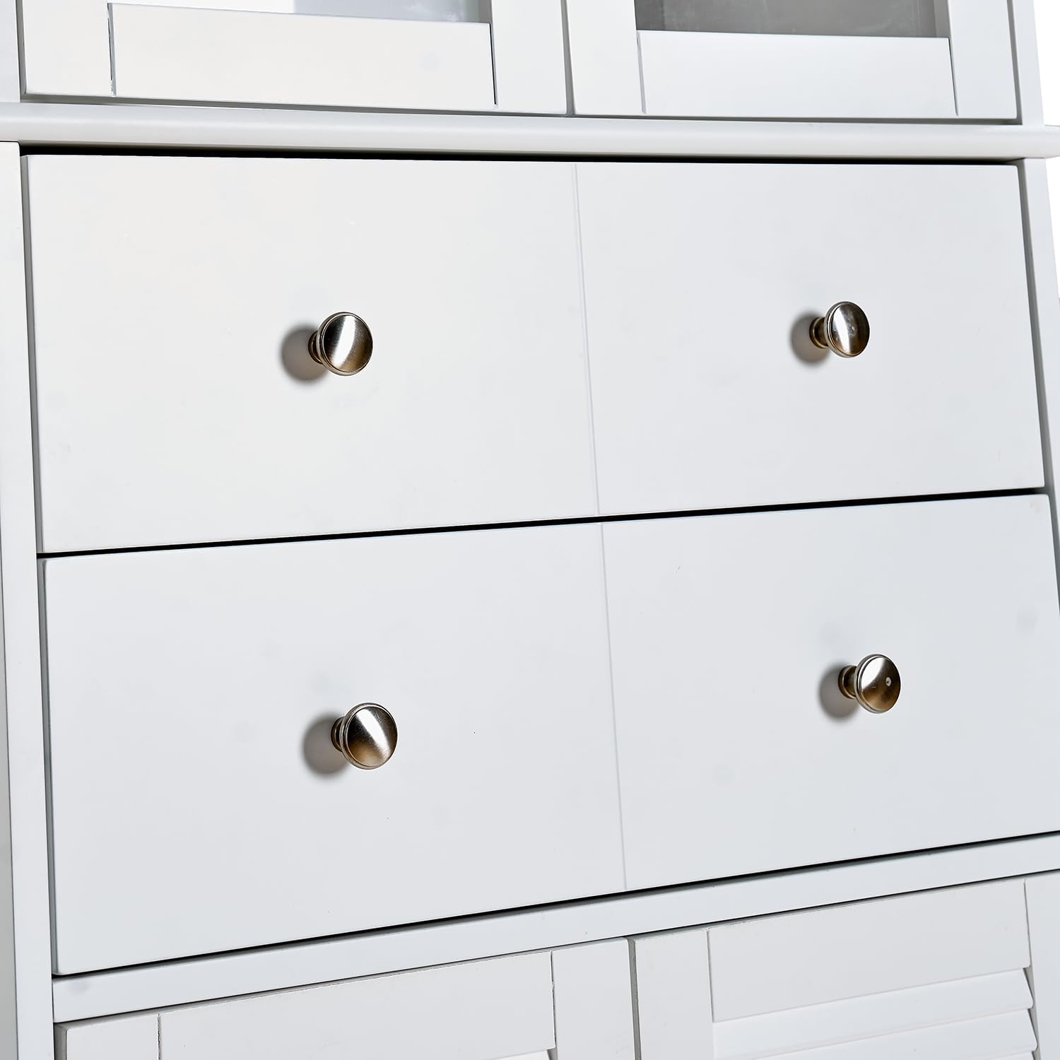 23.6" D*11.8" W*66.9" H Freestanding Kitchen Pantry with 4 Dawers, 2 Shelves, Top French Door & Lower Double Door, Rectangular Storage Cabinet, for Living Room, Dining Room, White