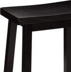 Amazon Basics Solid Wood Saddle-Seat Counter Height Bar Stools for Kitchen Island with Footrest, 24-Inch Height, Black, Set of 2