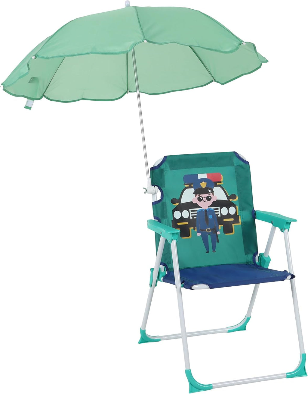 Relaxdays Children's Folding Chair with Parasol for Camping and Picnic, 51.5 x 36 x 37.5 cm, Multi-Coloured
