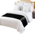 DecorLovee Black Bed Runners for King Size Bed, Modern Decorative Bed Throws for Foot of Bed, Farmhouse Pure Black Bed Runner Sofa Throw Bedding Scarf Protector Slipcover for Bedroom/Hotel