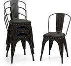 Giantex Metal Dining Chairs Set of 4, Stackable Armless Kitchen Side Chair with Detachable Backrest & PU Leather Padded Seat, Modern Dinette Chairs for Dining Room, Cafe, Restaurant, Bar (Black)